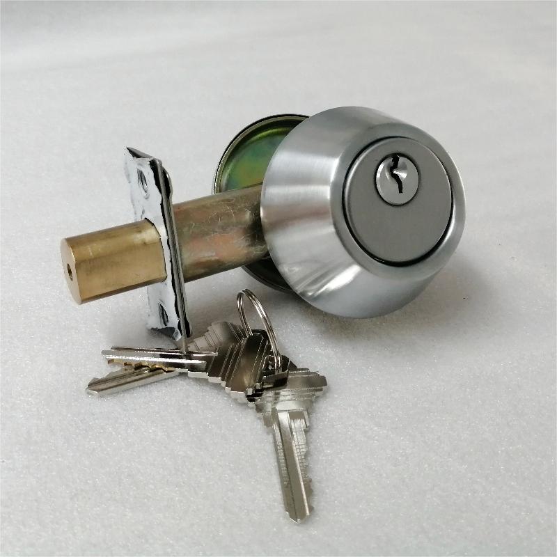 3502 ZINC ALLOY High Grade Single Cylinder Deadbolt Lock-Satin Nickel, Contemporary Round Deadbolt Door Knob Lock