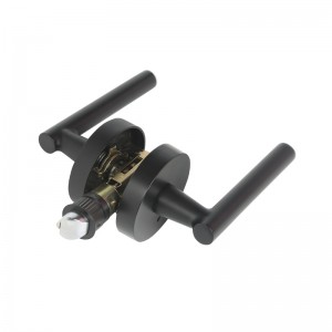 R7506 Sort dørhåndtag med moderne moderne slank rund design til hjemmeværelset eller badeværelsets privatliv,nøglefri dørlås